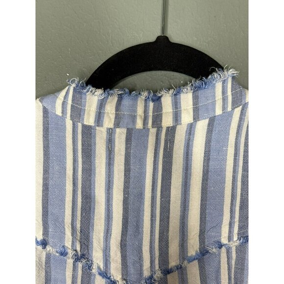 Cloth & Stone Anthropologie Women's XS Chambray Striped Button Shirt Linen Blend - Picture 9 of 13